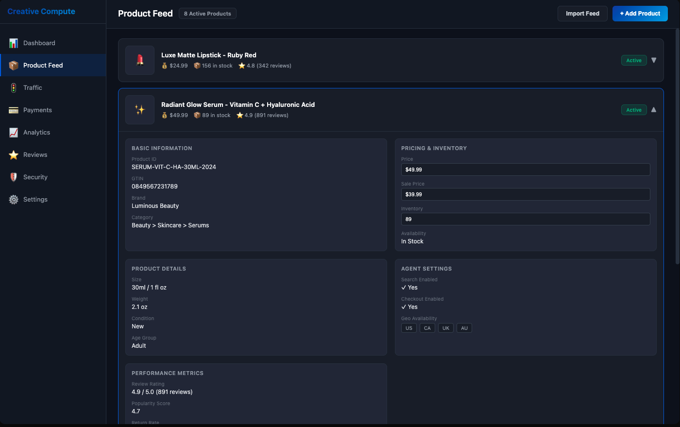 Product Feed Dashboard